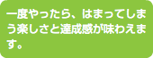 一度やったら、はまってしまう楽しさと達成感が味わえます。